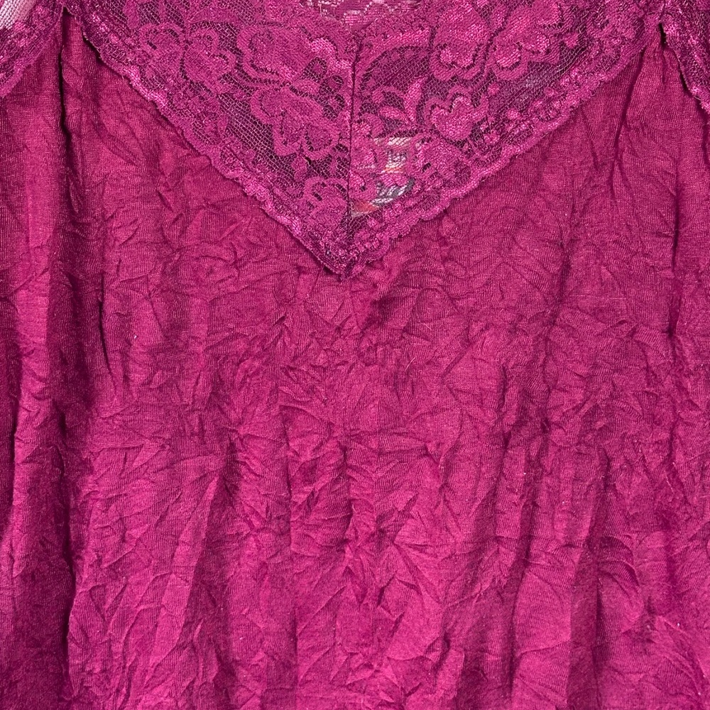 Weaver Girl‎ Lace Trim Adjustable Strap Maroon Cami VTG Y2K Romantic Fairycore - Picture 4 of 4